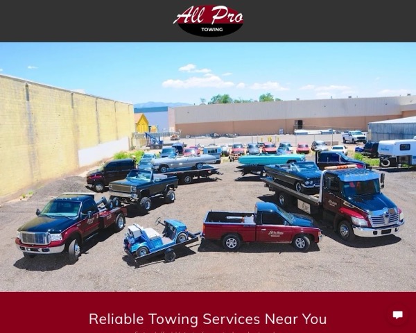 Property Management Towing Services - All Pro Towing website screenshot