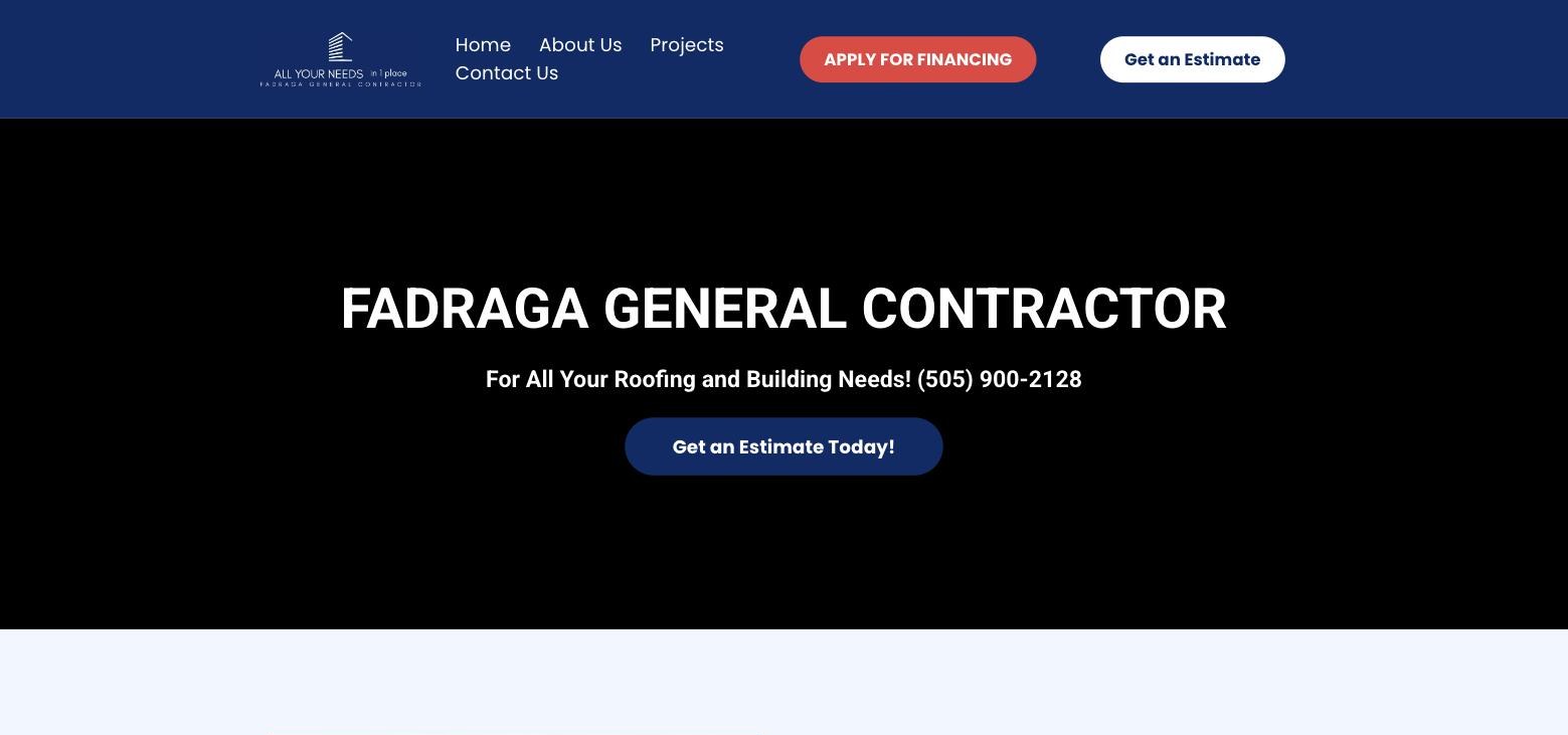 Fadraga General Contractor website screenshot
